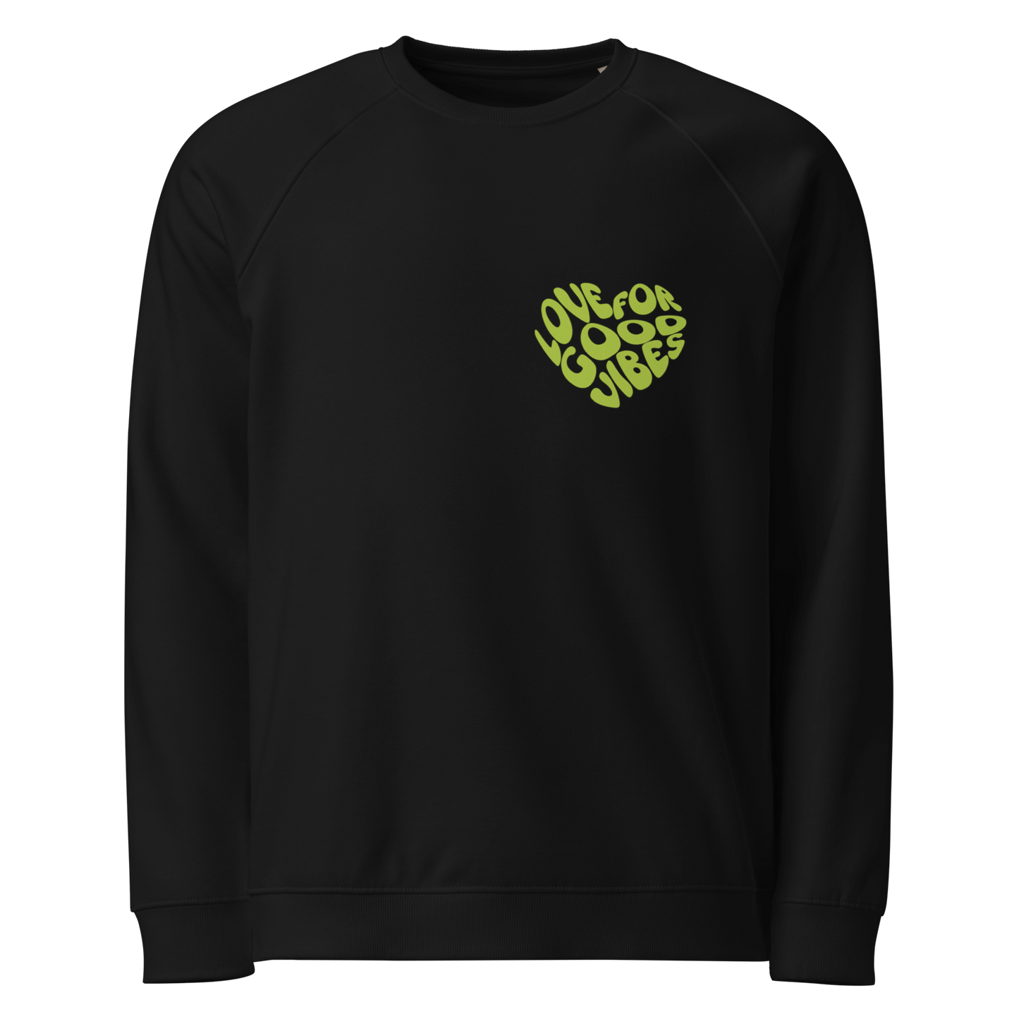 Bio-Sweatshirt "LOVE FOR GOOD VIBES" | grüner Print