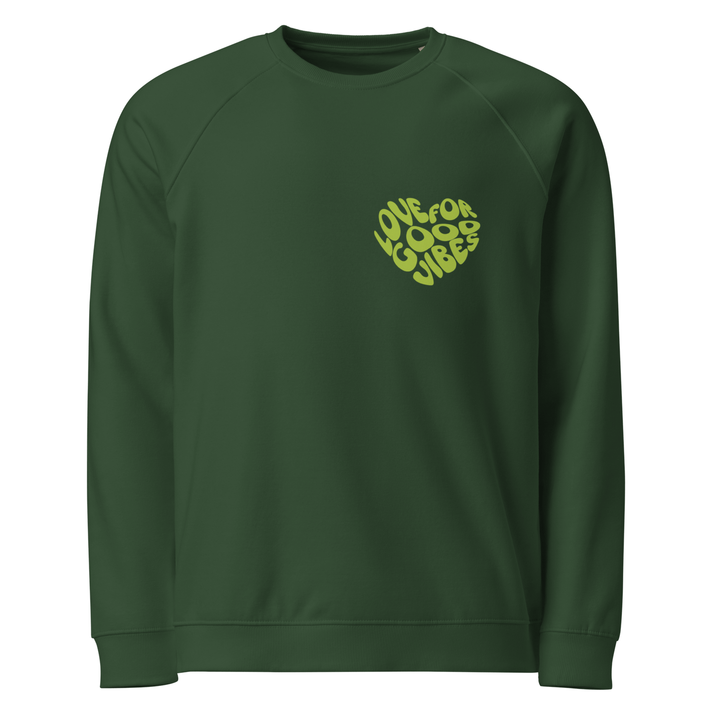 Bio-Sweatshirt "LOVE FOR GOOD VIBES" | grüner Print