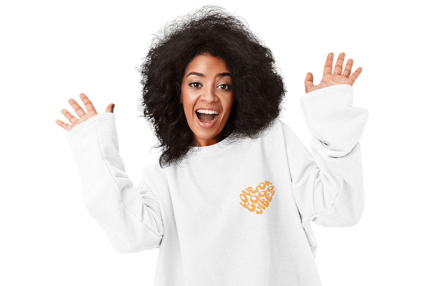 Bio-Sweatshirt "LOVE FOR GOOD VIBES" | oranger Print