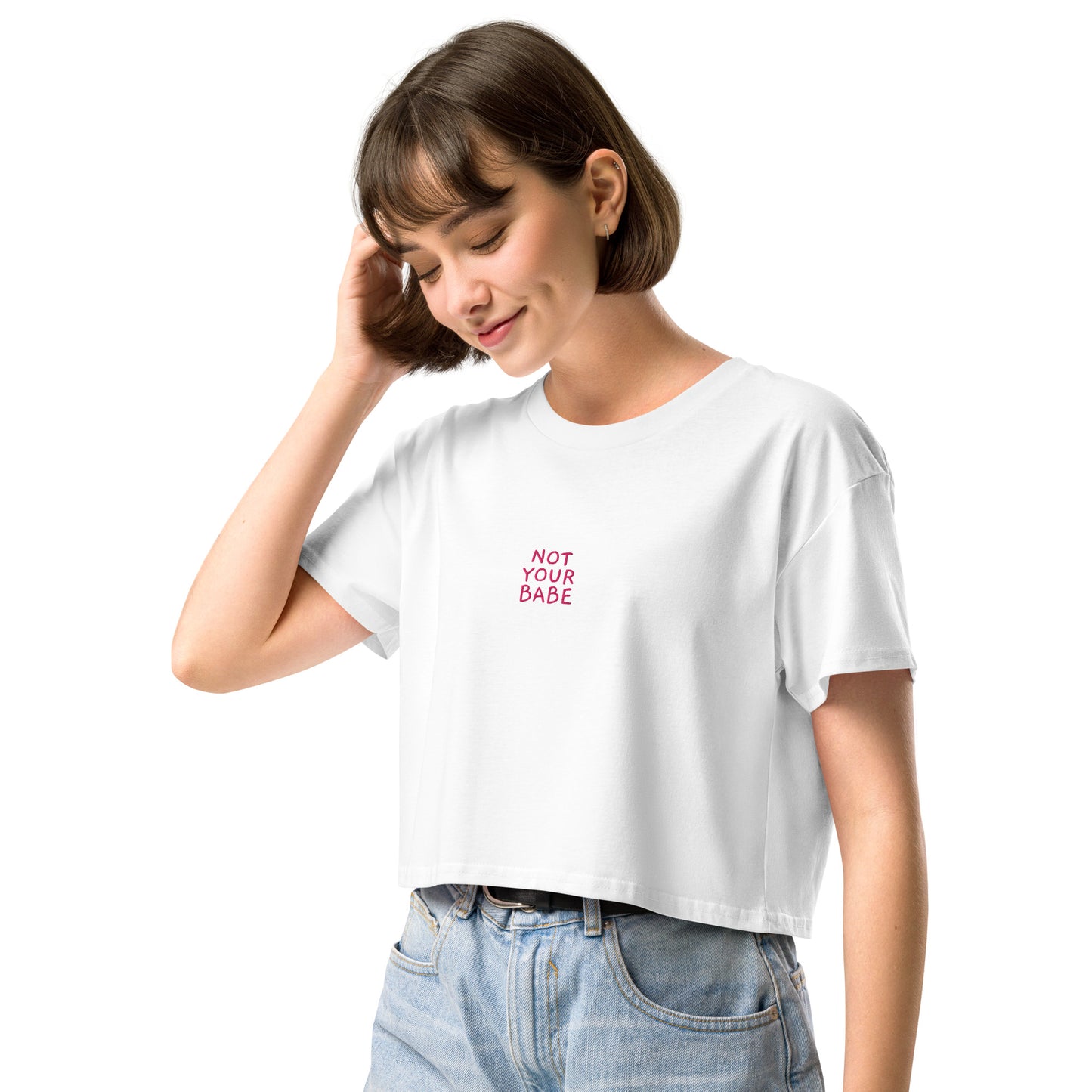 Damen-Crop-Top "NOT YOUR BABE" | bestickt