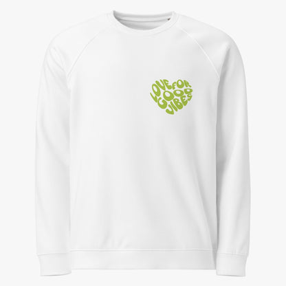 Bio-Sweatshirt "LOVE FOR GOOD VIBES" | grüner Print