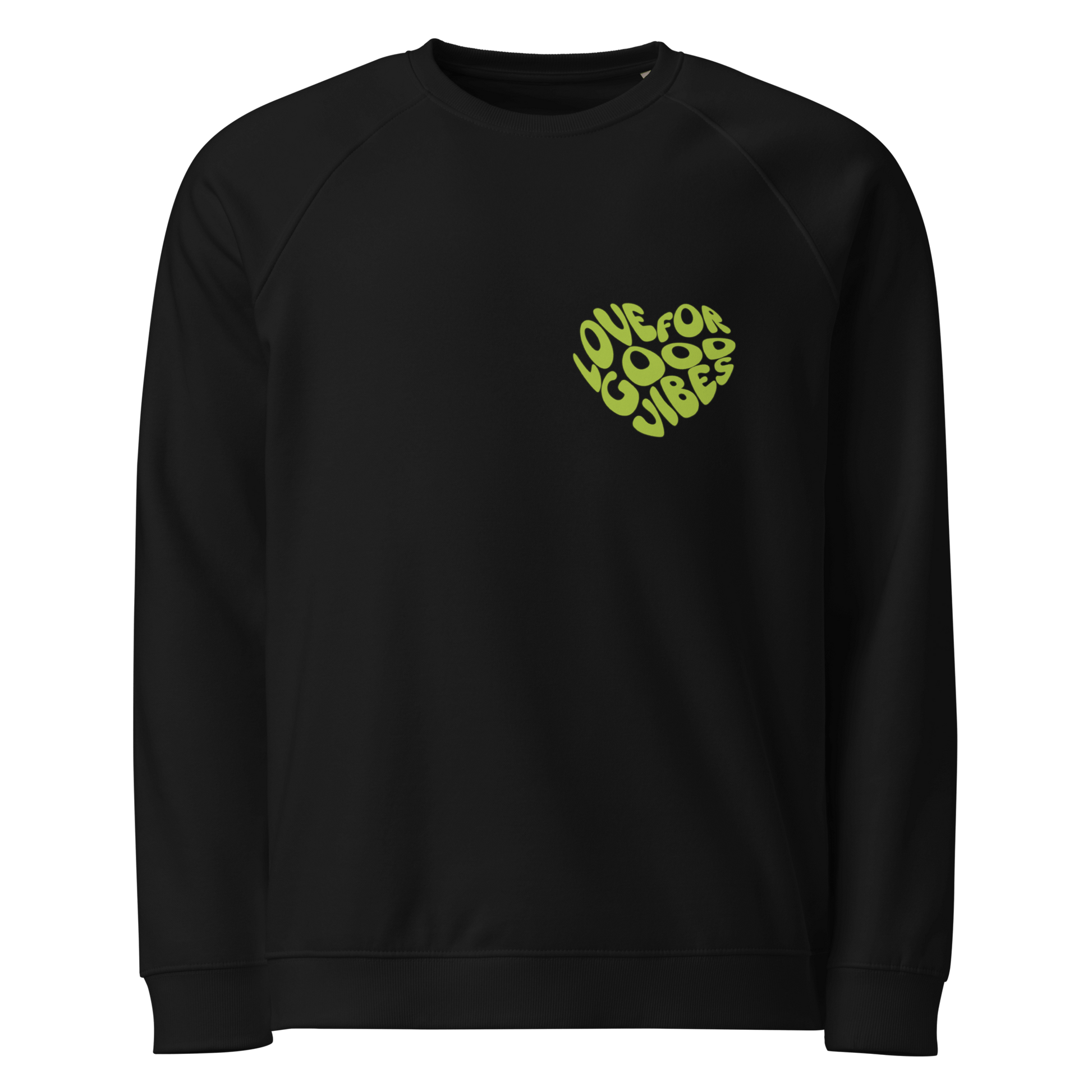 Bio-Sweatshirt "LOVE FOR GOOD VIBES" | grüner Print