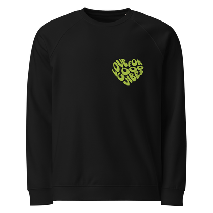 Bio-Sweatshirt "LOVE FOR GOOD VIBES" | grüner Print