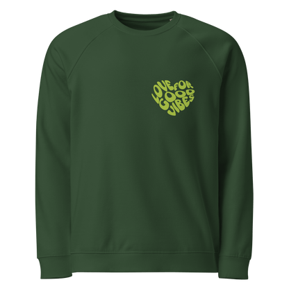 Bio-Sweatshirt "LOVE FOR GOOD VIBES" | grüner Print