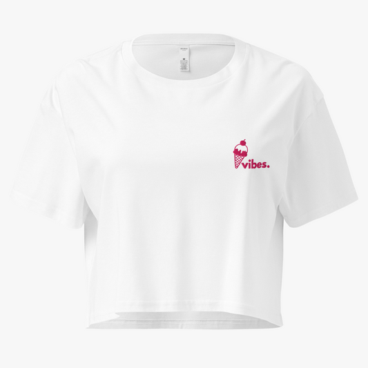 Damen-Crop-Top ""PINK EIS VIBES" | bestickt