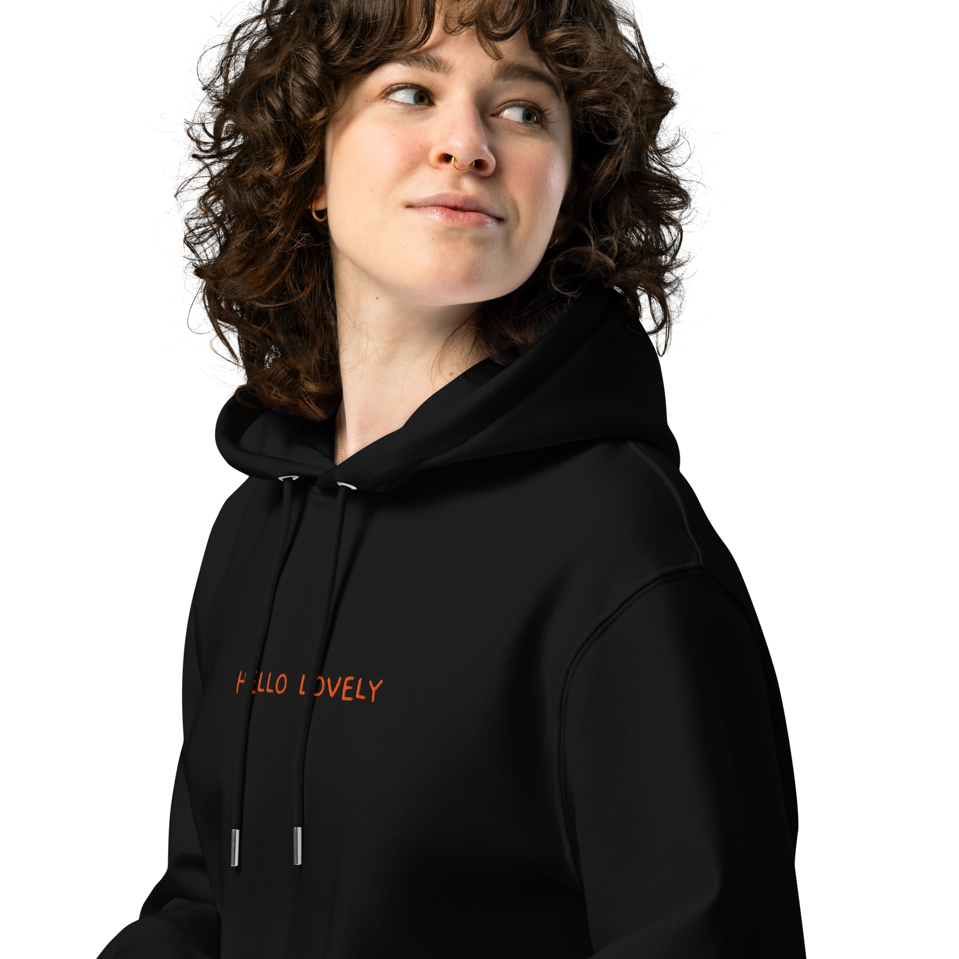 Bio-Hoodie "HELLO LOVELY" | bestickt