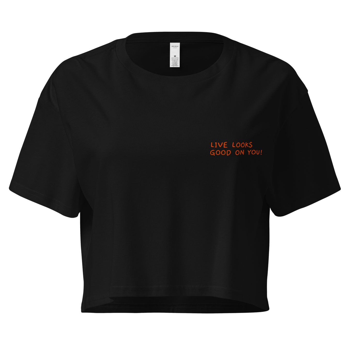 Damen-Crop-Top "LIVE LOOKS GOOD ON YOU" | bestickt
