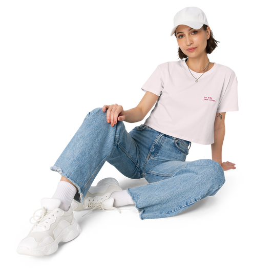Damen-Crop-Top "NO TITS JUST VIBES" | bestickt