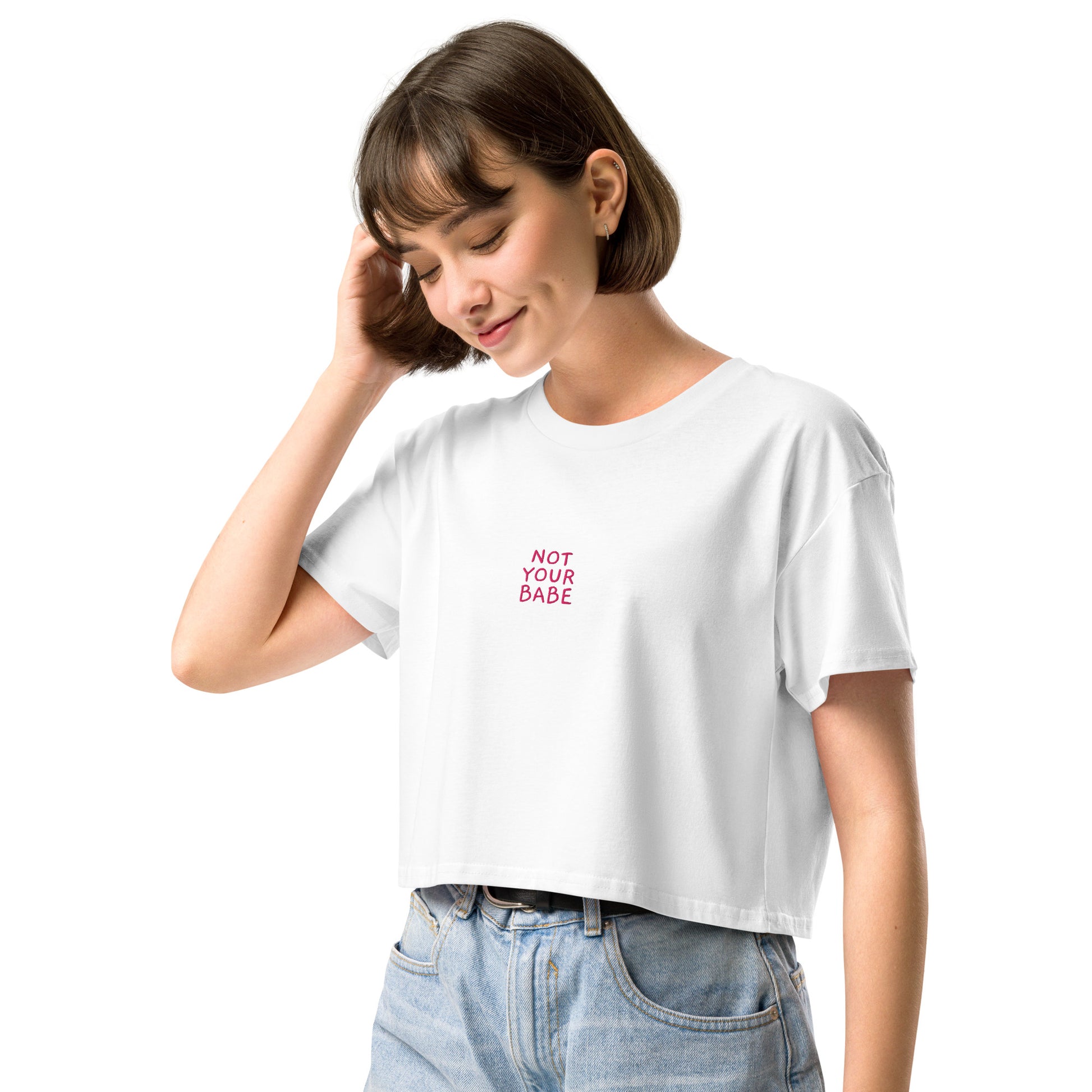 Damen-Crop-Top "NOT YOUR BABE" | bestickt
